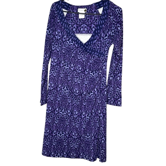 Soft Surroundings Dresses & Skirts - Soft Surroundings Y2K Dress, V-neck, Purple Leopard Print, Size Small